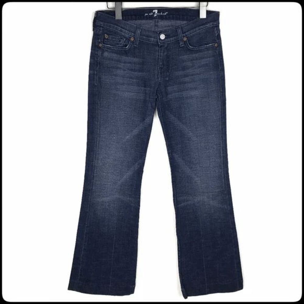 7 For All Mankind DOJO 7 Embroidered Med Wash Mid Rise Wide Leg Jeans Size: 29